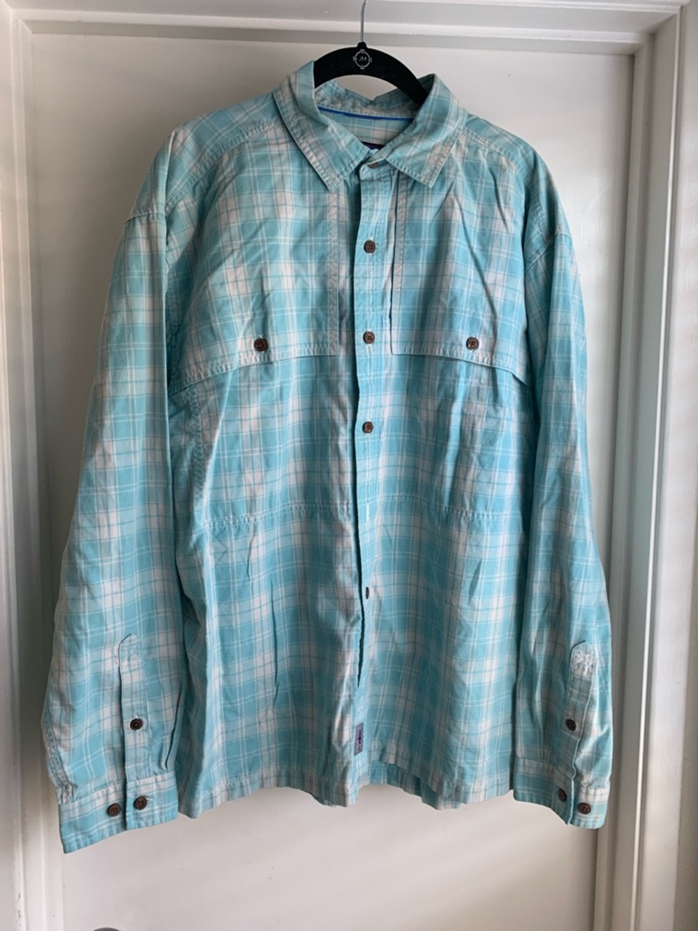 Patagonia Island Hopper Men's L Long Sleeve Shirt Plaid Blue